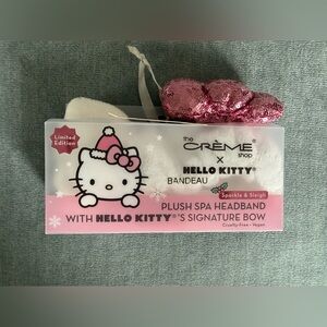 The Crème Shop x Hello Kitty Pink Sequin Bow Plush Spa Headband
